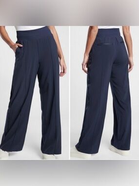 Athleta Nolita Wide Leg Navy Blue Pants Lightweight High Rise Travel Athletic 6P